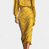 Seranya Polka Dot Satin Set with Matching Midi Skirt