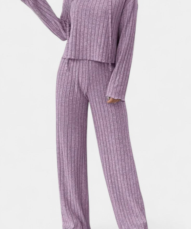 Federica Striped Knit Hoodie and Long Pants Set