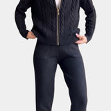 Perdita Cardigan & Twisted Jacquard Sweater Set - Casual Style
