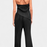 Pilarica Halter Neck Asymmetrical Top with Wide-Leg Pants Set