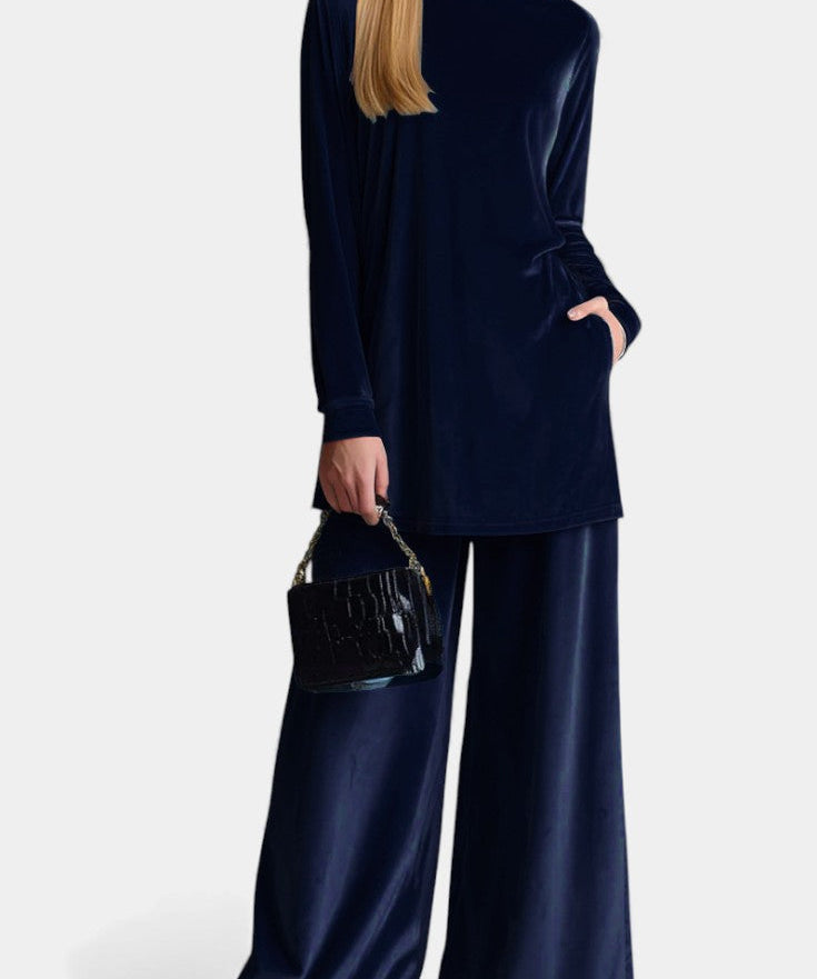 Tifenn Velvet High Neck Split Jumpsuit