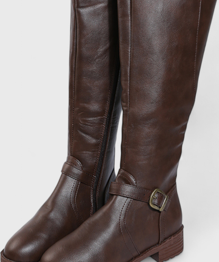 Sienna Buckled High Boots with Zipper Closure