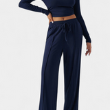 Celaen Elastic-Fit Viscose Yoga Set with Round Neck