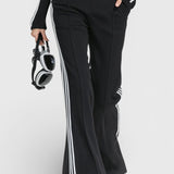 Sully Retro Sport Chic Black Knit Set with High Collar and Flared Pants