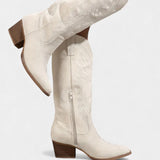 Suede Eusty Cowboy Boots with Block Heel