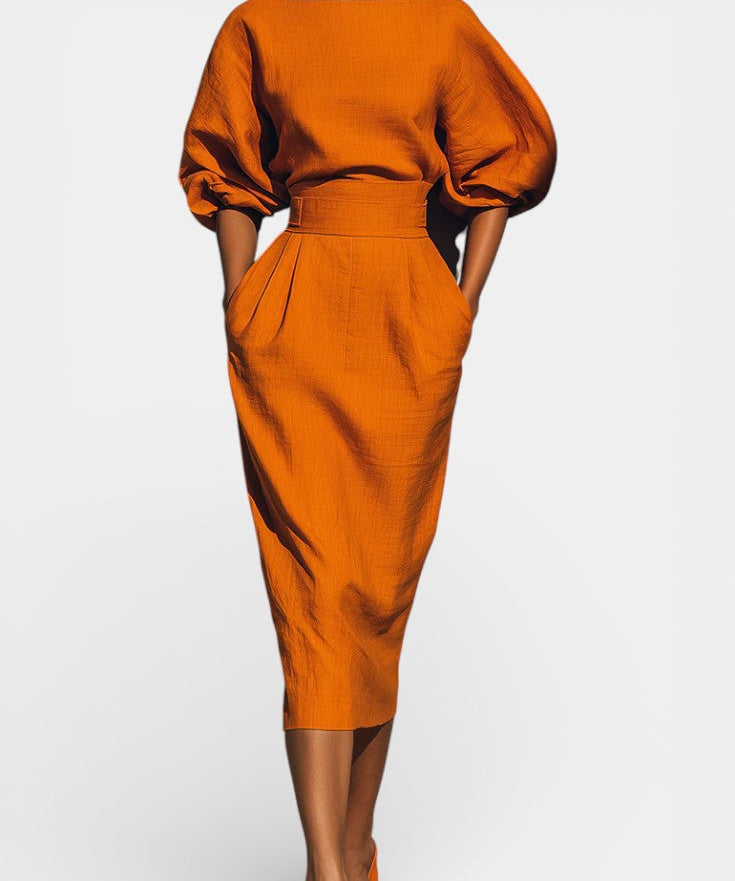 Soizic Structured Top and Midi Skirt Two-Piece Set