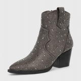 Berenice Zippered Patchwork Boots with Durable Sole