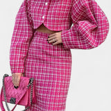 Frankie Blazer and Plaid Tweed Skirt Set