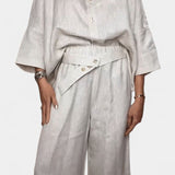 Ailany High Neck Structured Ensemble with Asymmetrical Waist Trousers