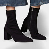 Célie Pointed Toe Ankle Boots with Block Heel