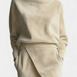 Énélya Asymmetrical Velvet Casual Ensemble