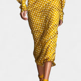 Seranya Polka Dot Satin Set with Matching Midi Skirt