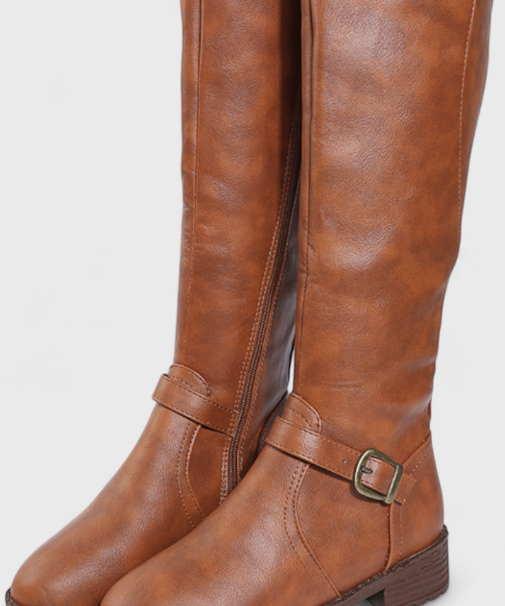 Sienna Buckled High Boots with Zipper Closure