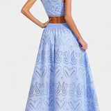 Danitza Floral Lace Two-Piece Set: Crop Top & Maxi Skirt