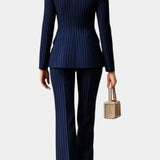 Chic Striped Double-Breasted Tailored Set - Mahé