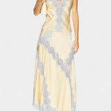 Mirren Satin and Lace Contrast Set with Flowing Midi Skirt