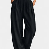 Erisen Black High Collar Ensemble with Straight Leg Trousers