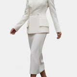 Ediline Blazer Set with Square Collar and Flowing Long Skirt