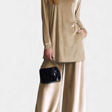 Tifenn Velvet High-Top Sneakers and Split Pants with High Collar