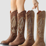 Violette Long Embroidered Boots Featuring Back Zipper