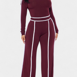 Krystelle Off-Shoulder Set with Bold Striped Accents