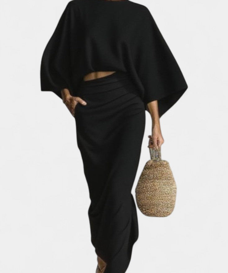 Marlon Long Sleeve Casual Ensemble with Flowing Maxi Skirt
