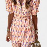 Araceli Tailored Set with Puff Sleeves and Flared Trousers