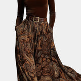 Liliya Vintage Stretch Velvet Ensemble with Paisley Maxi Skirt