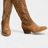 Suede Eusty Cowboy Boots with Block Heel