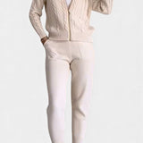 Perdita Cardigan & Twisted Jacquard Sweater Set - Casual Style