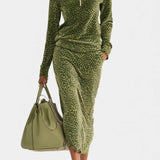 Avdotya Vintage Leopard Print High Collar Ensemble