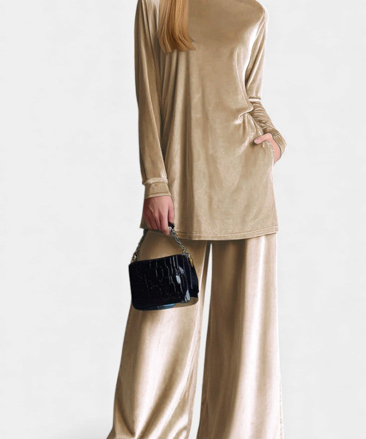 Tifenn Velvet High Neck Split Jumpsuit