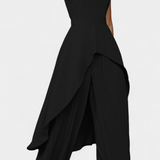 Chrysoula Asymmetrical Sleeveless Outfit with Pleated Trousers
