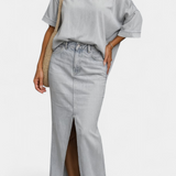 Apolonia Asymmetrical Denim Set with Long Skirt