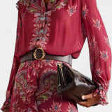 Bohemian Print Ruffled Chiffon Set by Amancia