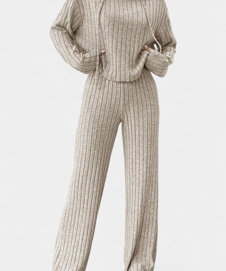 Federica Striped Knit Hoodie and Long Pants Set