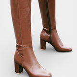 Querida Chic Zip Boots with Comfortable Block Heel