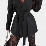Demelza Set: Belted Blazer with Floral Lace Mermaid Trousers