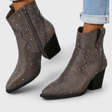 Berenice Zippered Patchwork Boots with Durable Sole