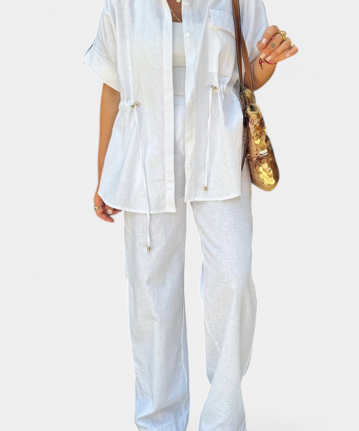 Lani Relaxed Fit Two-Piece Linen and Cotton Set