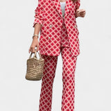 Nusa Tailored Blazer with High-Waisted Leopard Print Trousers