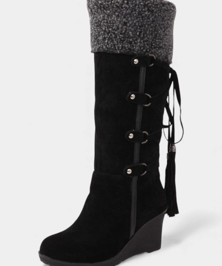 Palmyre Wedge-Heeled Winter Boots with Cozy Fur Lining