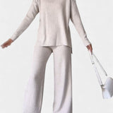 Florisse Stylish Casual Knit Set with Side Slit