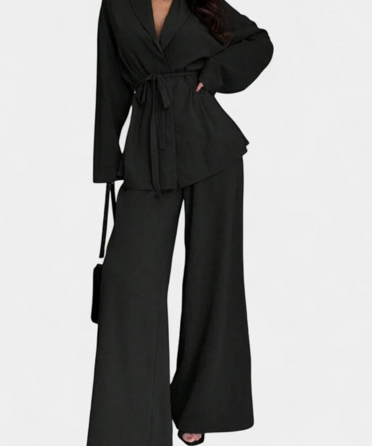 Amy V-Neck Blazer and Flared Pants Set