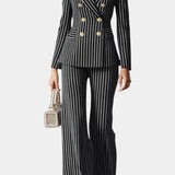 Chic Striped Double-Breasted Tailored Set - Mahé