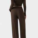 Celaen Elastic-Fit Viscose Yoga Set with Round Neck