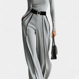 Kirralee Set Featuring a Stylish High Collar and Flared Wide Leg Pants