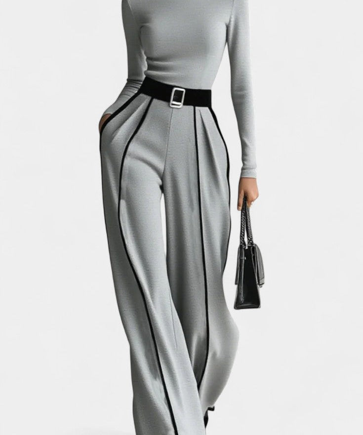 Kirralee Set Featuring a Stylish High Collar and Flared Wide Leg Pants