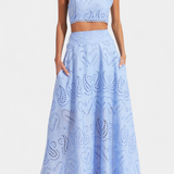Danitza Floral Lace Two-Piece Set: Crop Top & Maxi Skirt