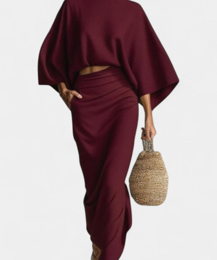 Marlon Long Sleeve Casual Ensemble with Flowing Maxi Skirt